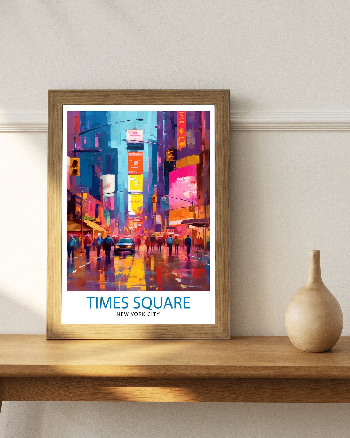 Times Square New York City Neon Rainy Street Night Travel Poster - Image 2