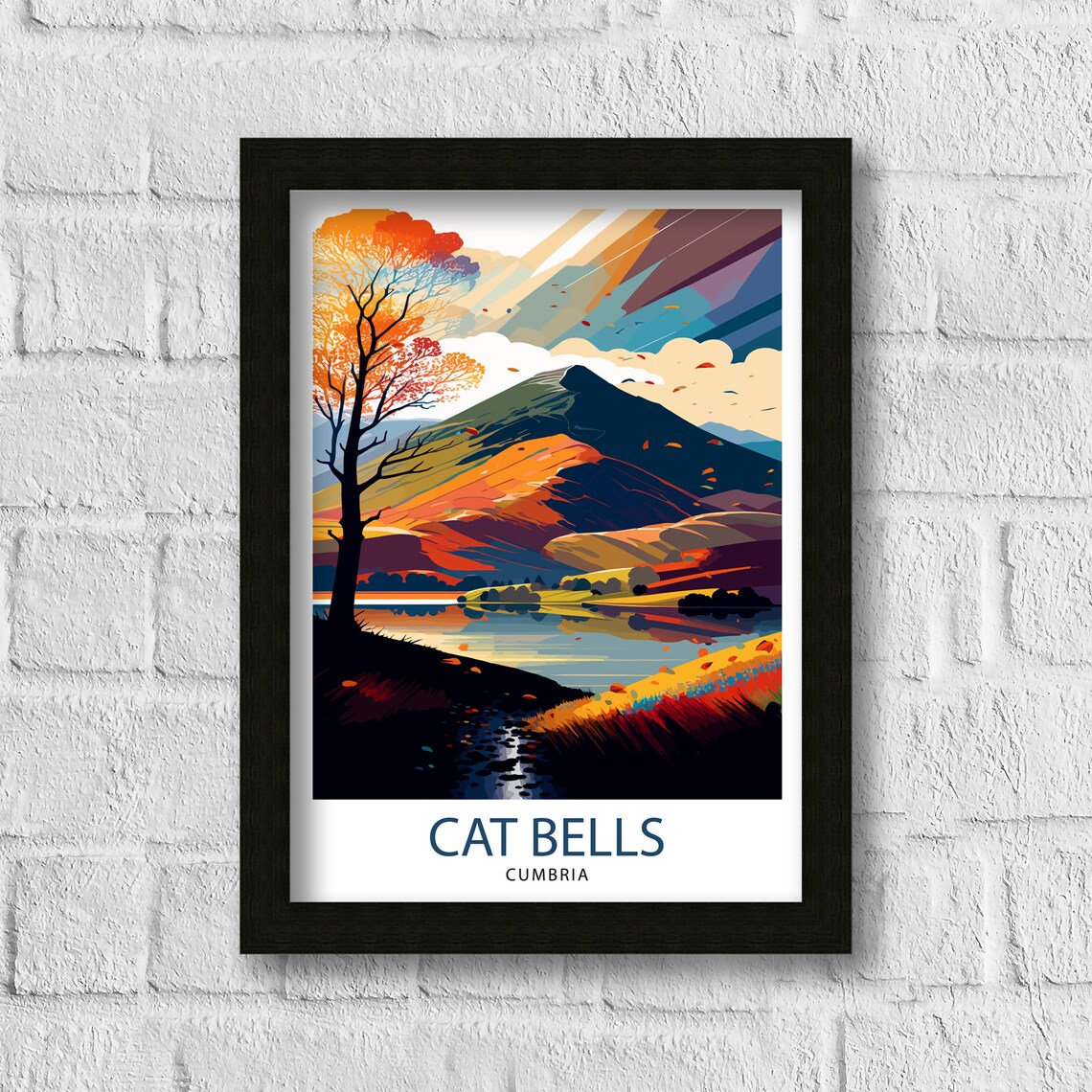 Cat Bells Cumbria Travel Poster, UK Landscape - Image 3