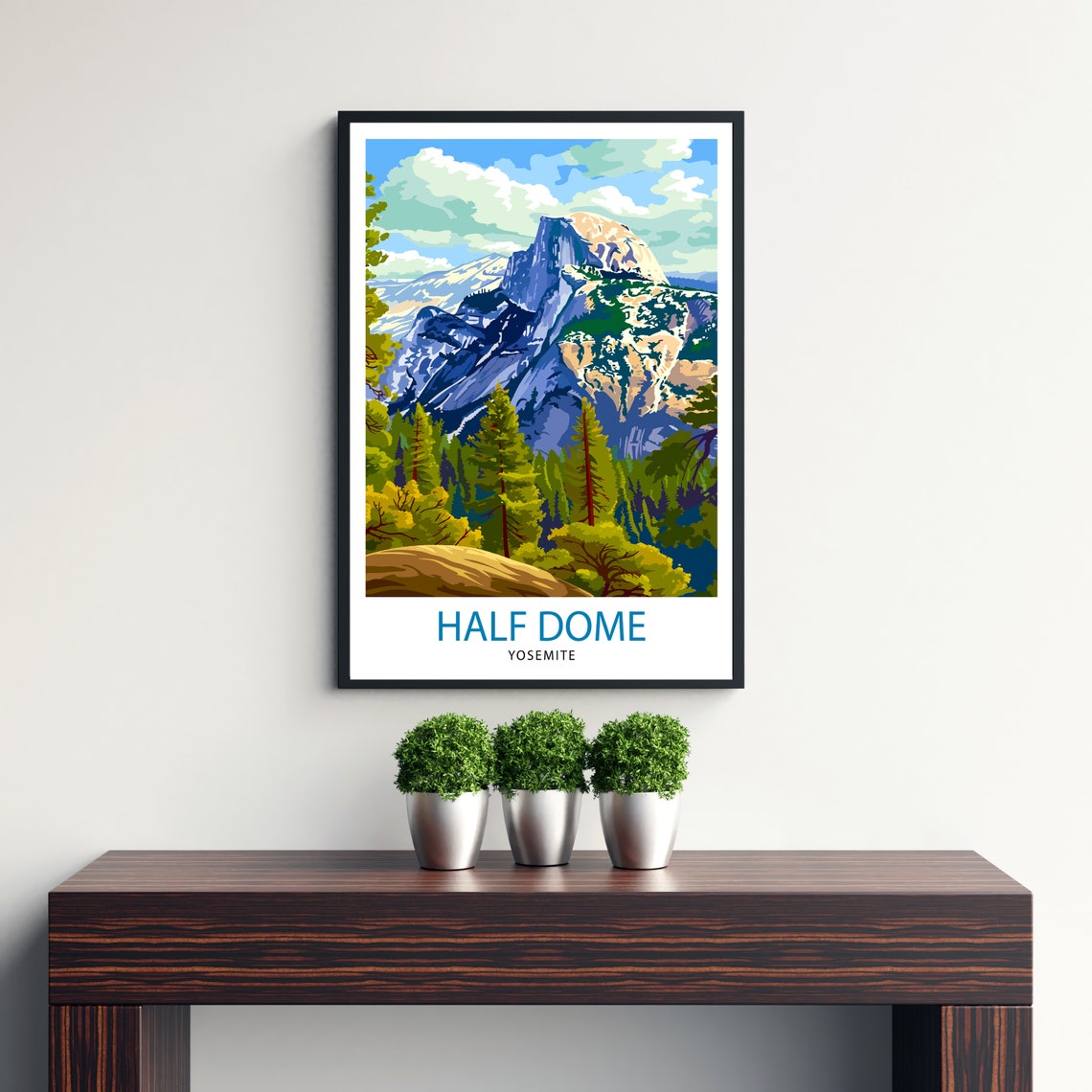 Half Dome Yosemite National Park Granite Cliff Pines Travel Poster - Image 3