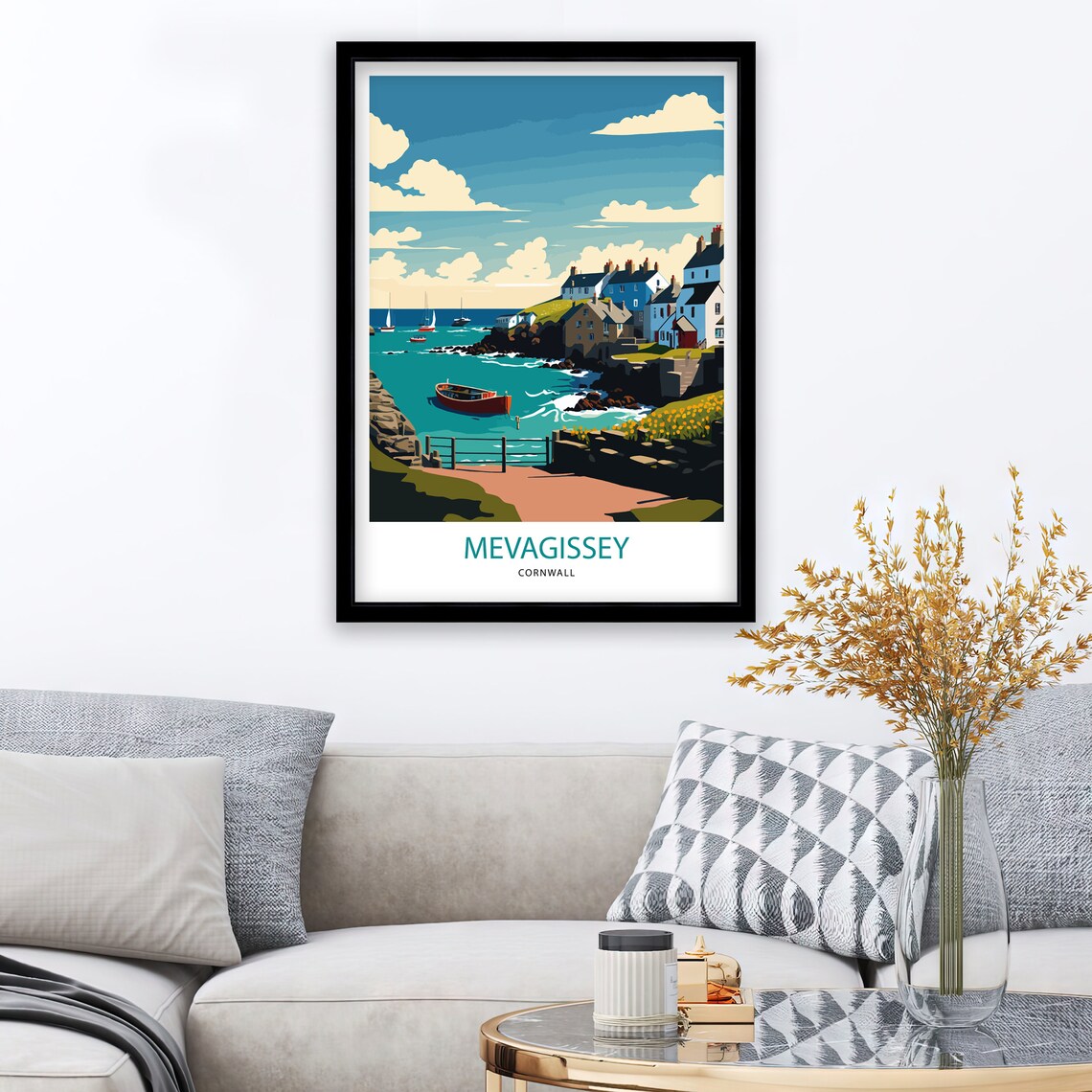 Mevagissey Cornwall Travel Poster, Art Print - Image 3