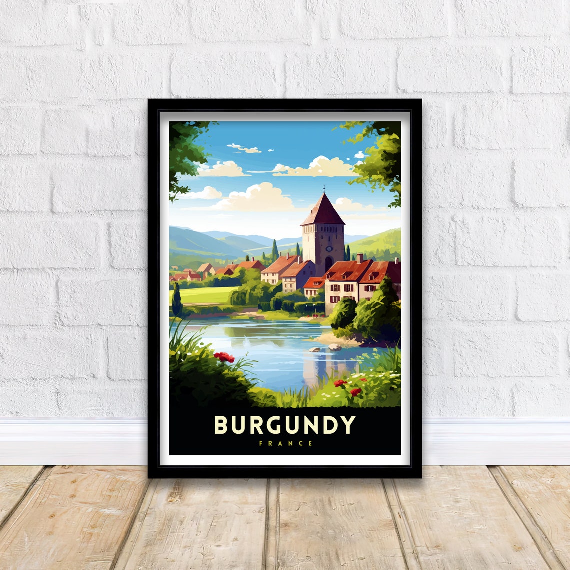 Burgundy France Travel Print Burgundy Wall Decor Burgundy Poster France Travel Prints Burgundy Art Print Burgundy Illustration Burgundy - Image 2