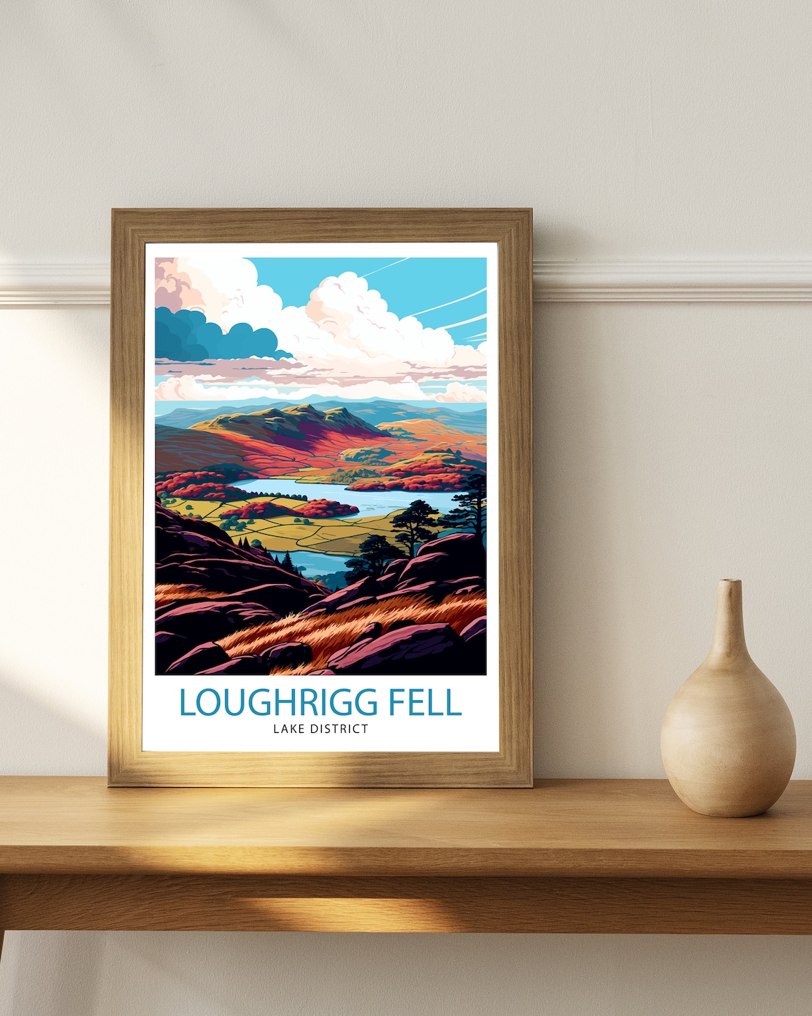 Loughrigg Fell Lake District Travel Poster - Image 2