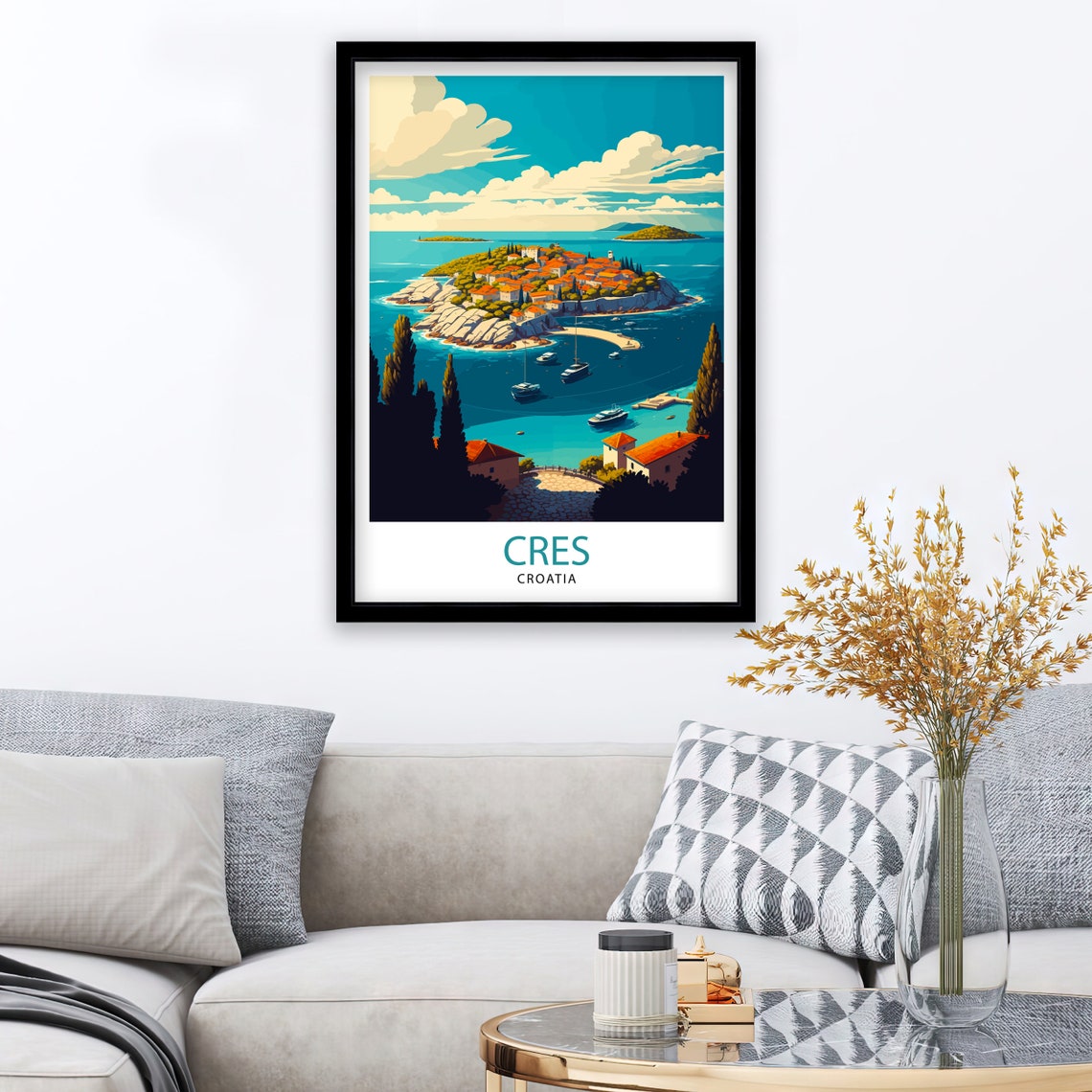 Cres Croatia Travel Print Cres Island Wall Art Croatia Travel Poster Gift For Traveler Home Living Decor Illustration Print - Image 2