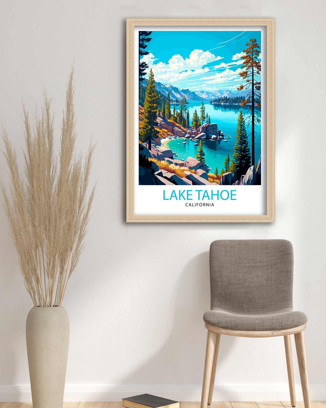 Lake Tahoe Travel Poster, California Wall Art Decor - Image 3