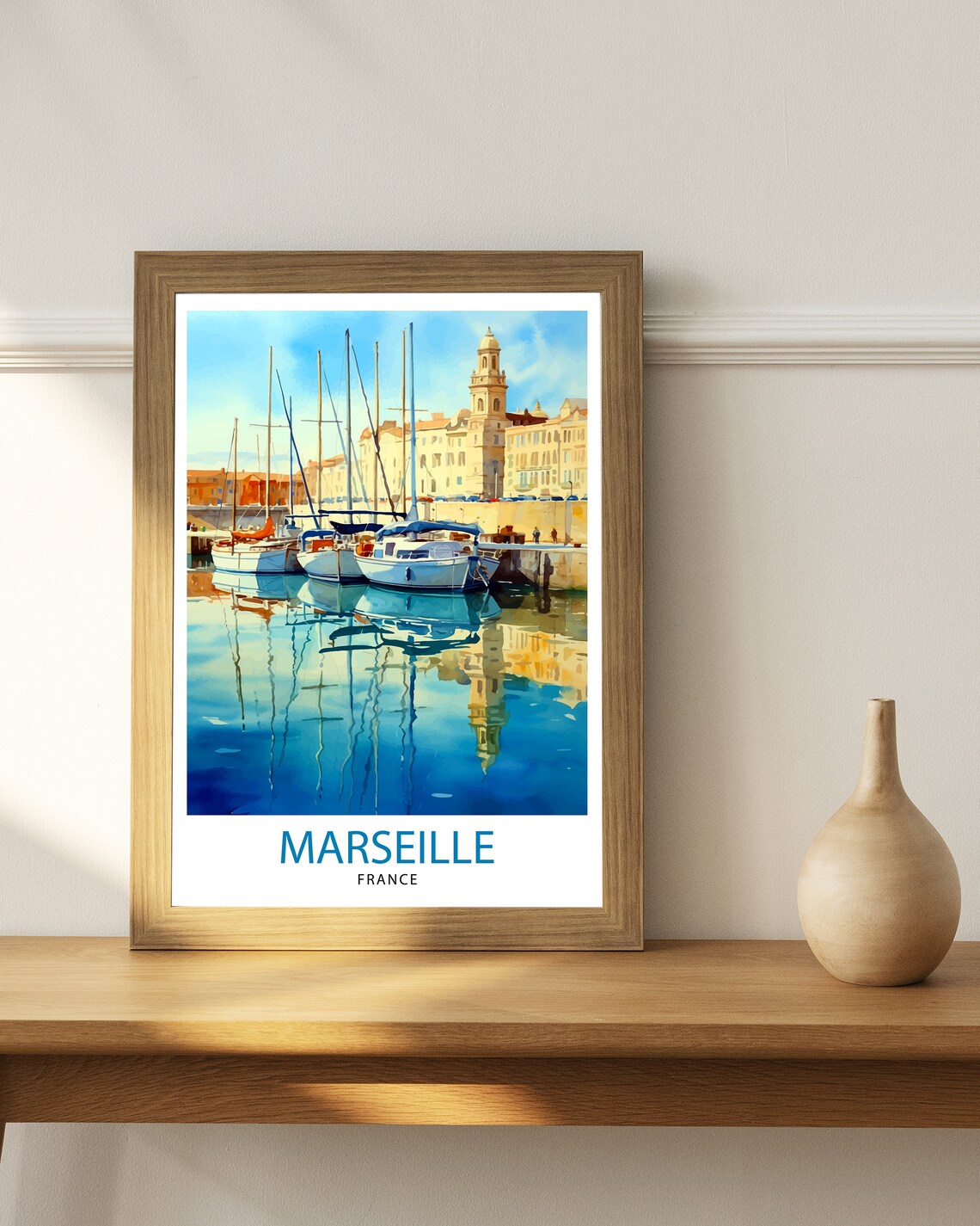 Marseille France Old Port Sailboats Harbor Art Travel Poster - Image 3