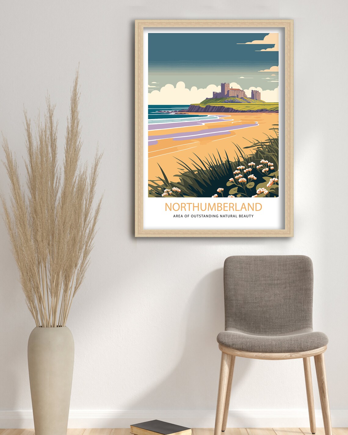 Northumberland Travel Poster, Bamburgh Castle Coast - Image 3