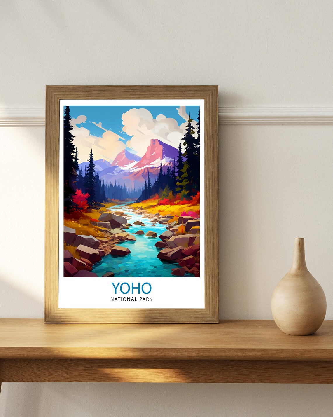 Yoho National Park Wild Mountain River Pines Travel Art Poster - Image 3
