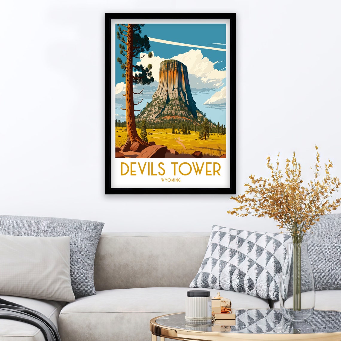 Devils Tower Wyoming National Monument Rock Pillar Travel Poster - Image 2