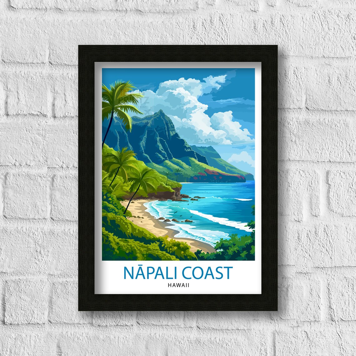 Napali Coast Hawaii Travel Poster, Tropical Paradise - Image 3