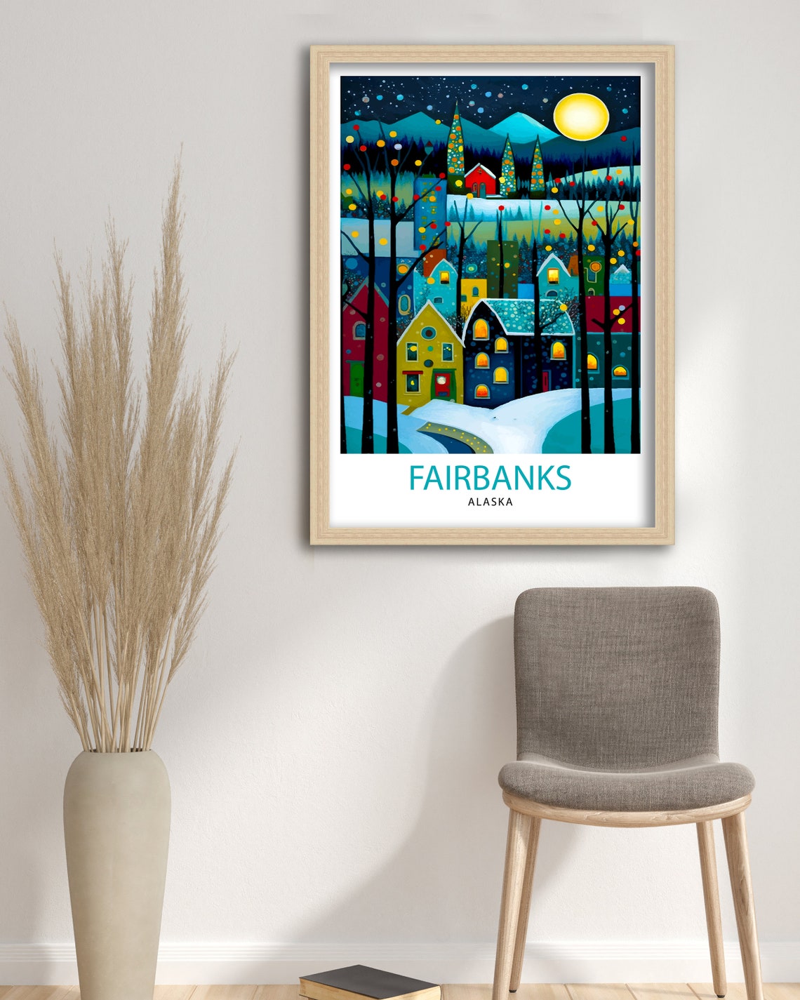 Fairbanks Alaska Travel Print Fairbanks Wall Decor Fairbanks Poster Alaska Travel Prints Fairbanks Art Print Fairbanks Illustration - Image 3