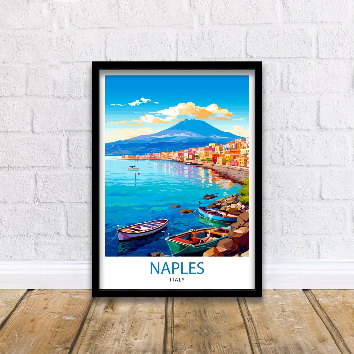 Naples Italy Travel Poster, Europe Wall Decor