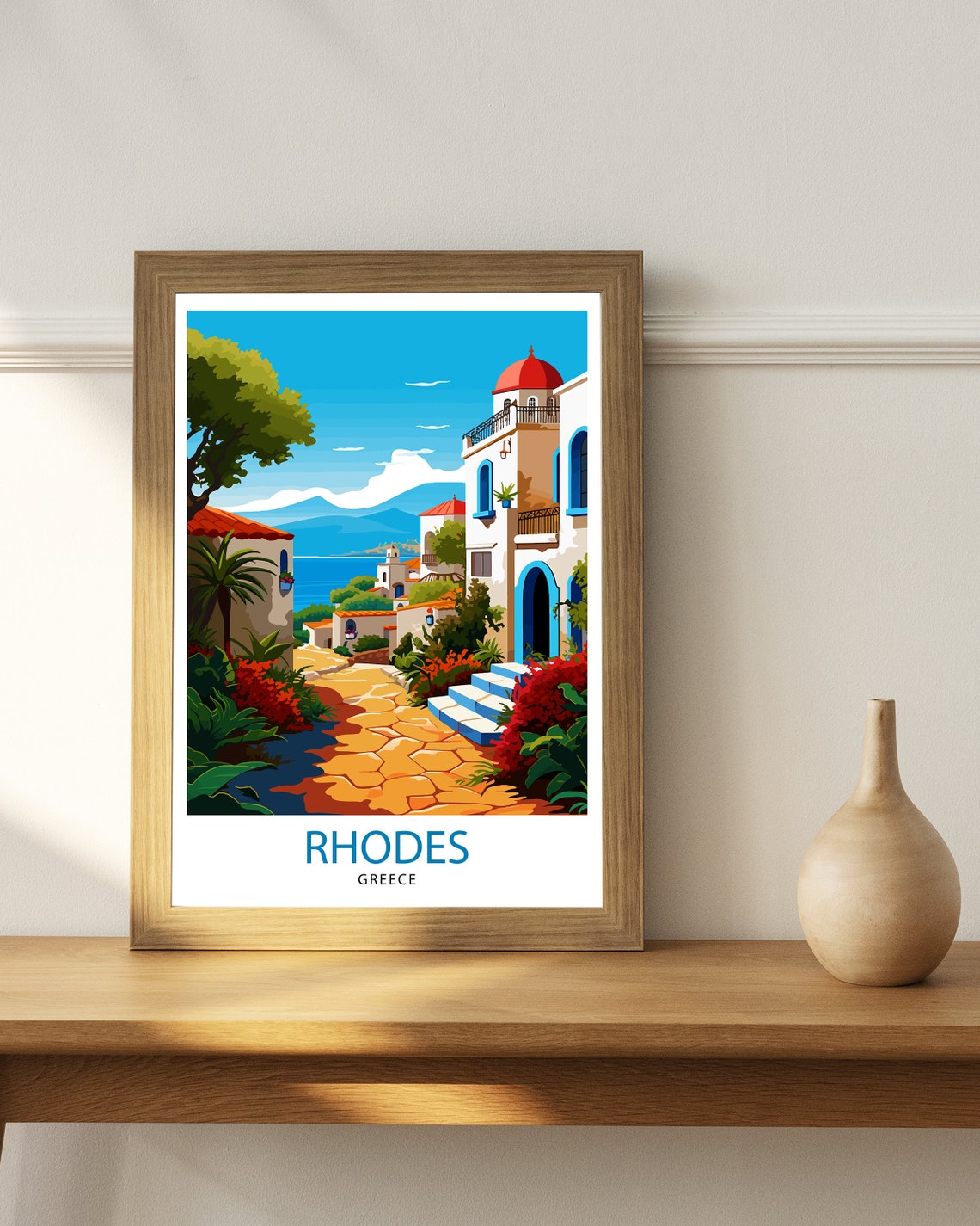 Rhodes Greece Travel Print Rhodes Wall Decor Greek Island Poster Rhodes Travel Prints Rhodes Island Art Print Rhodes Illustration Greece - Image 3