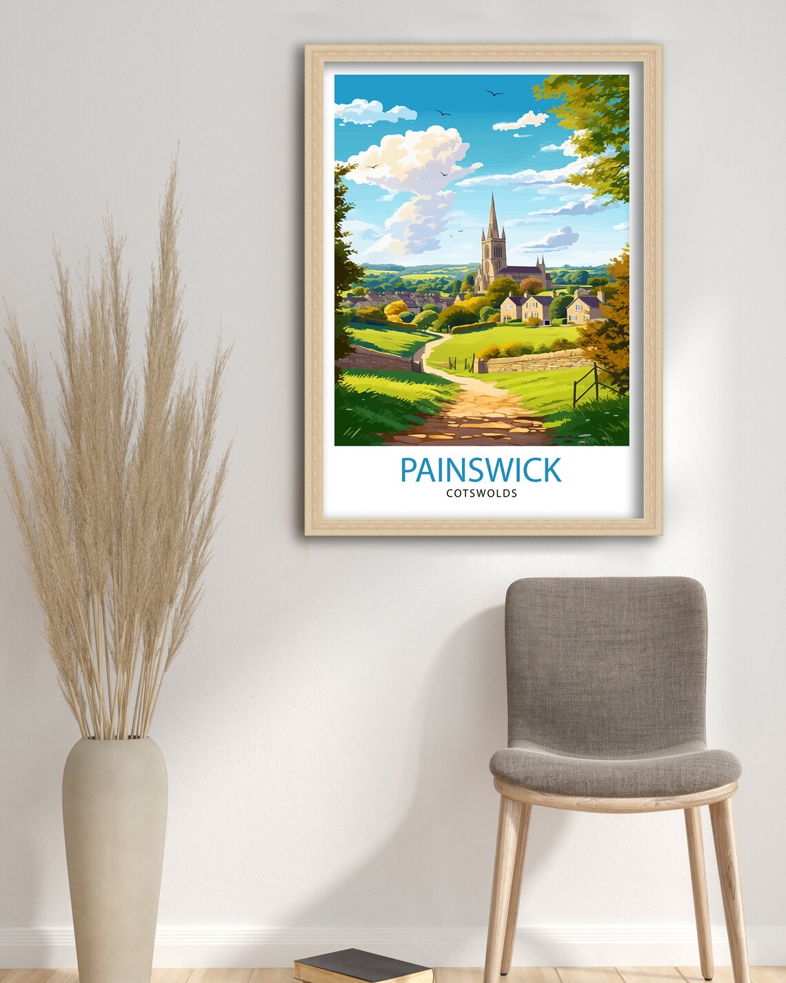 Painswick Cotswolds Scenic Church Hill Stone Village Travel Poster - Image 3
