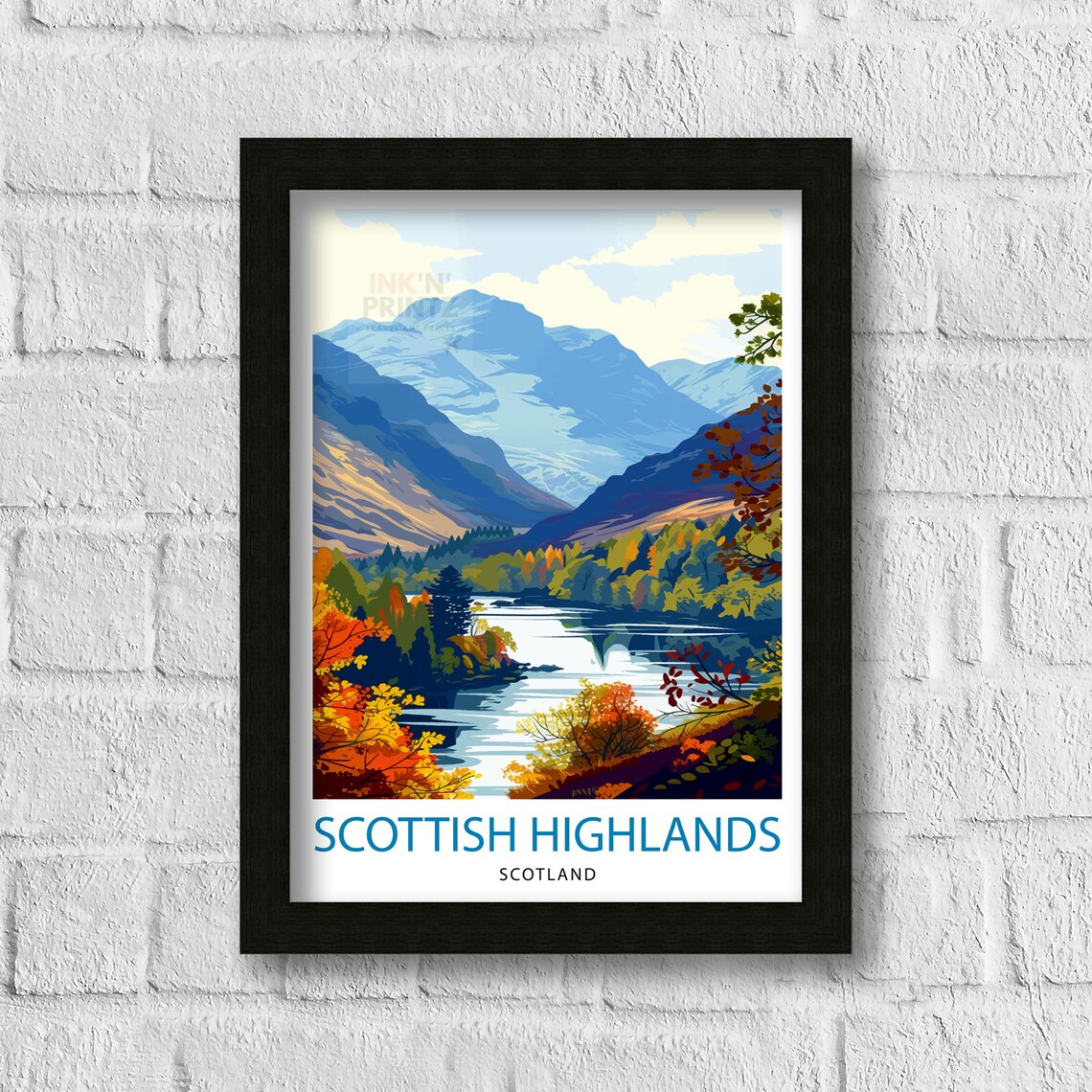 Scottish Highlands Majestic Mountains Travel Poster - Image 3