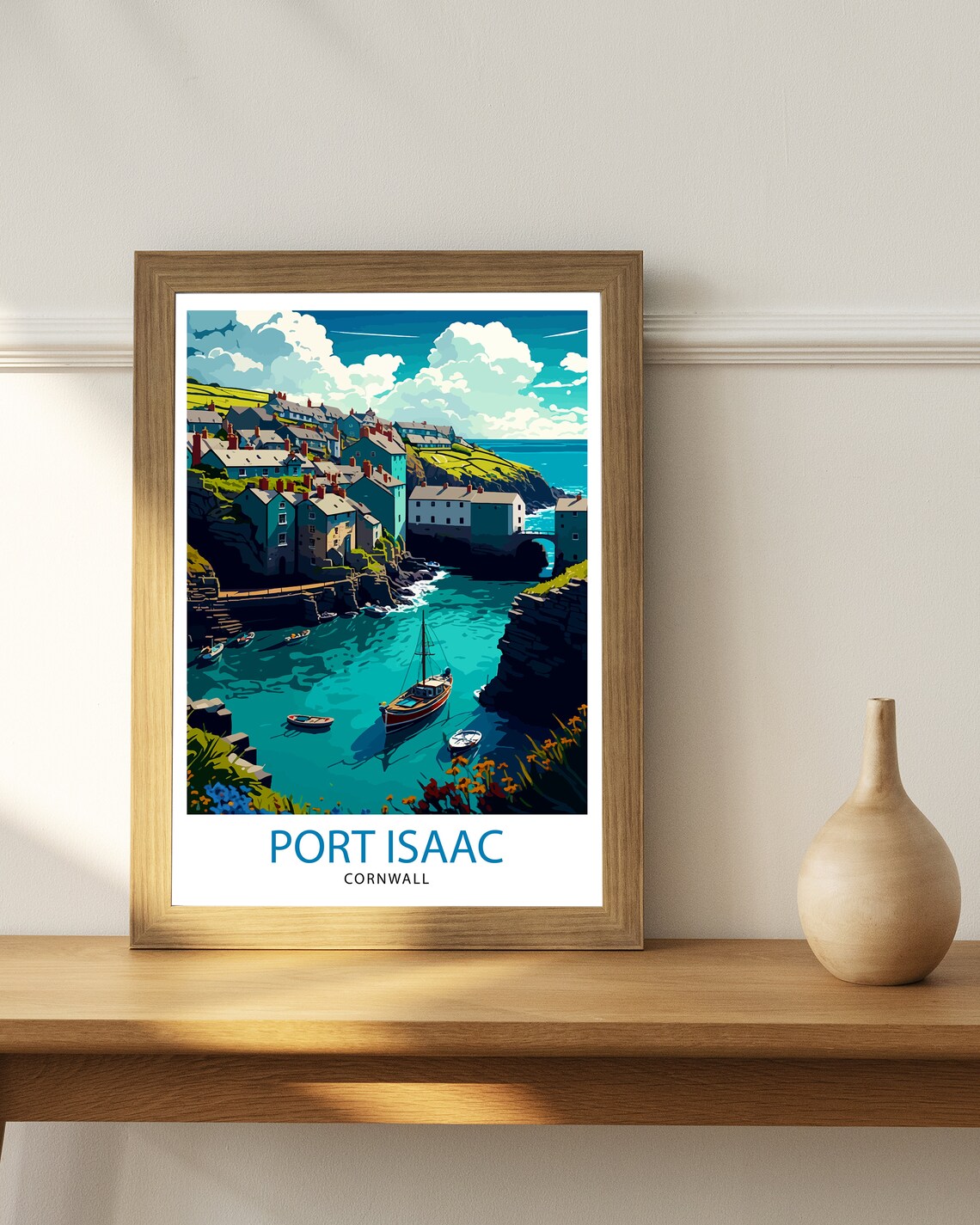 Port Isaac Cornwall Travel Poster, Coastal Art Print - Image 2