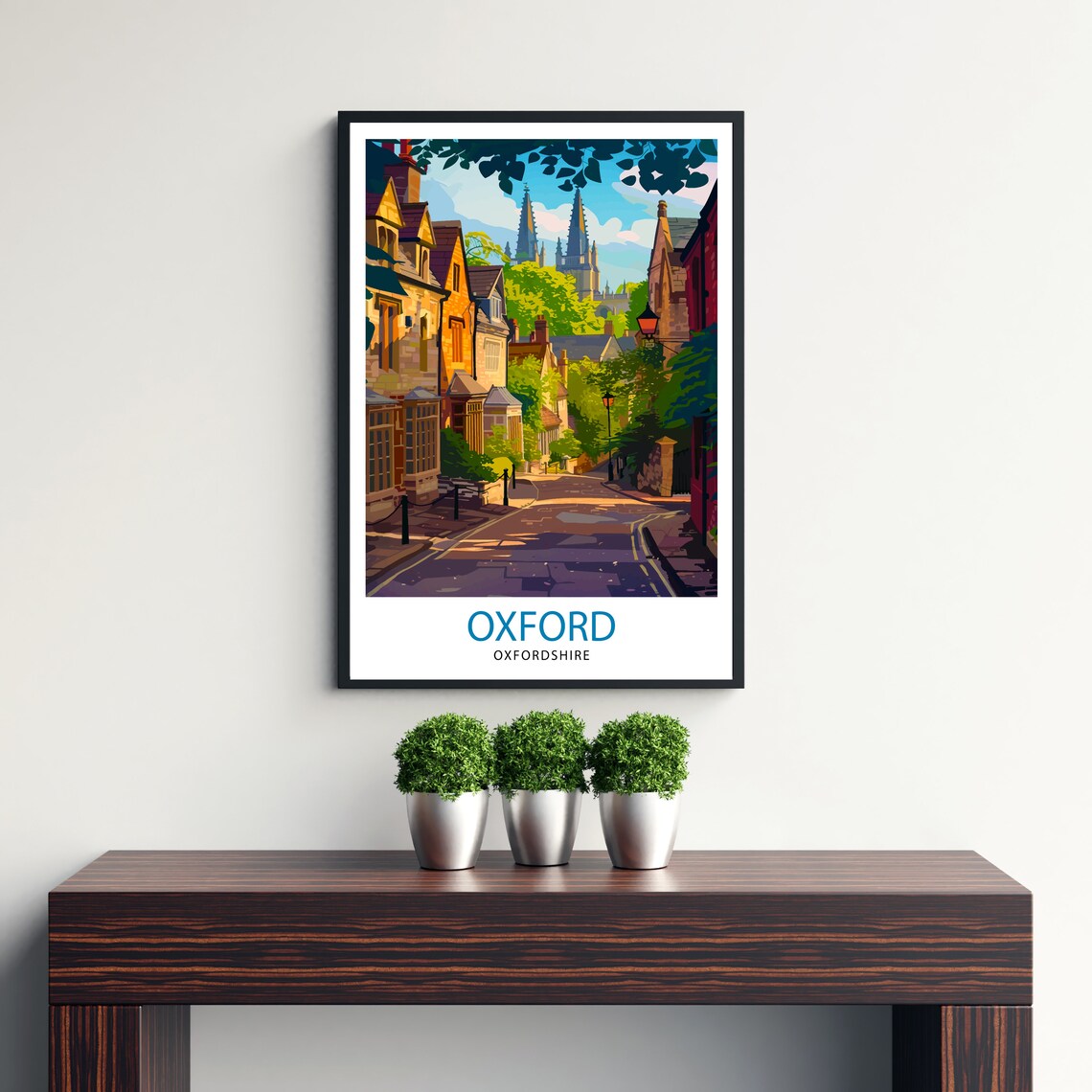 Oxford England University Historic Street Spires Travel Poster - Image 3