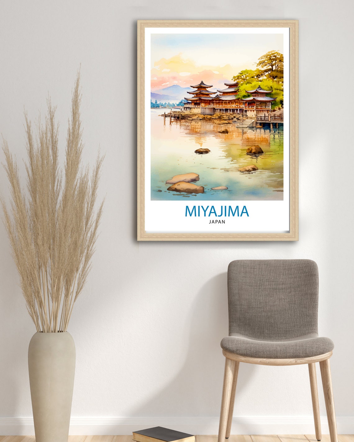 Miyajima Japan Watercolor Itsukushima Shrine Floating Temple Poster - Image 3