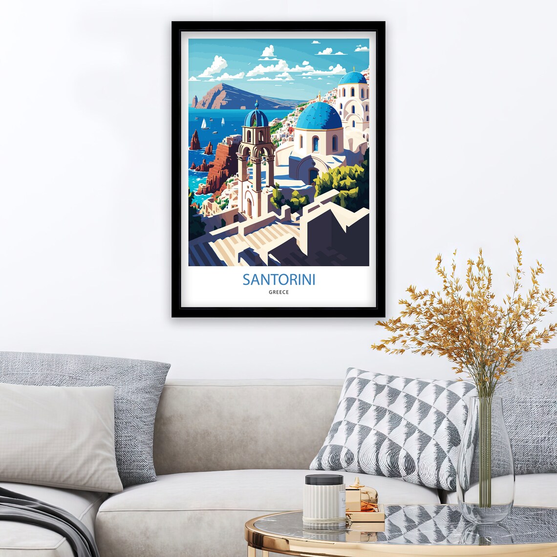Santorini Greece Travel Poster, European Art Print - Image 2