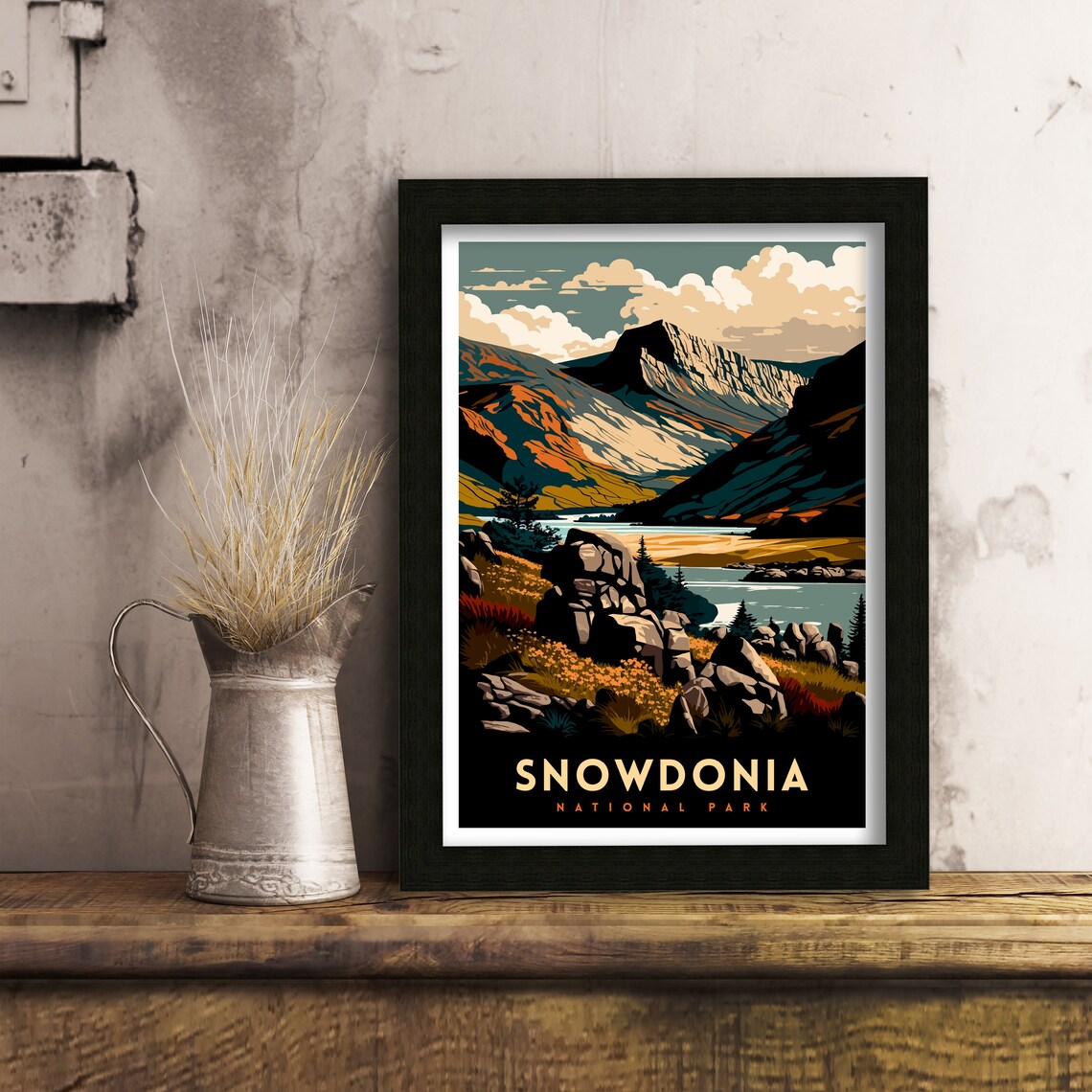 Snowdonia Travel Poster, Wales Mountain View - Image 2