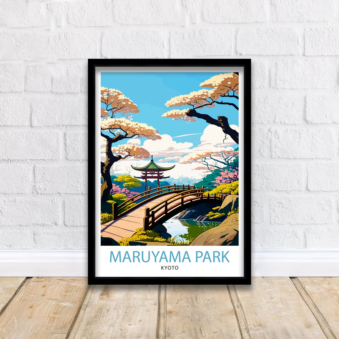 Maruyama Park Kyoto Travel Print Kyoto Wall Art Japan Poster Maruyama Park Illustration Travel Poster Japan Home Decorgift For Kyoto Lovers - Image 2