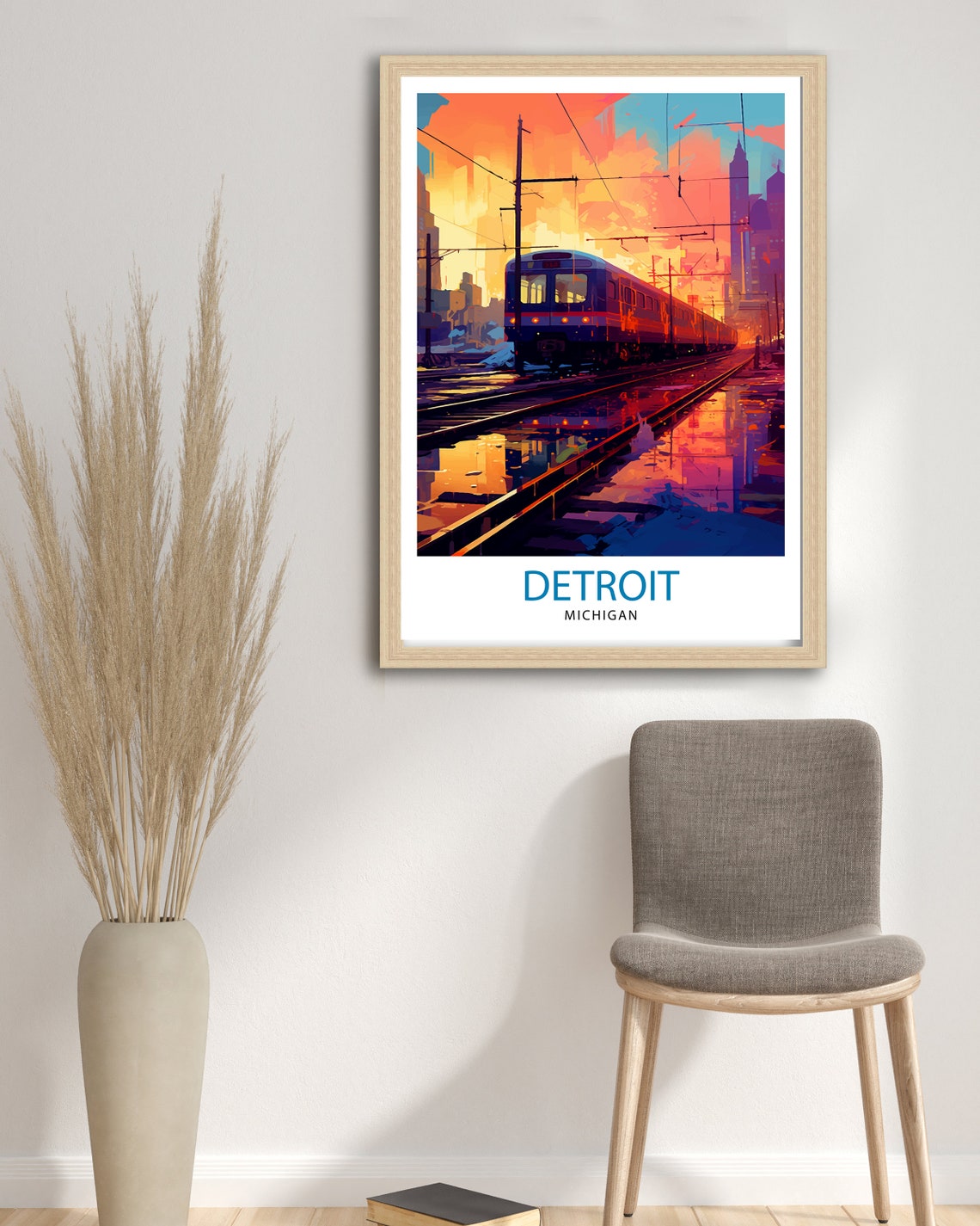 Detroit Michigan Travel Print Detroit Wall Decor Detroit Poster Usa Travel Prints Detroit Art Print Detroit Illustration Detroit Wall Art - Image 3