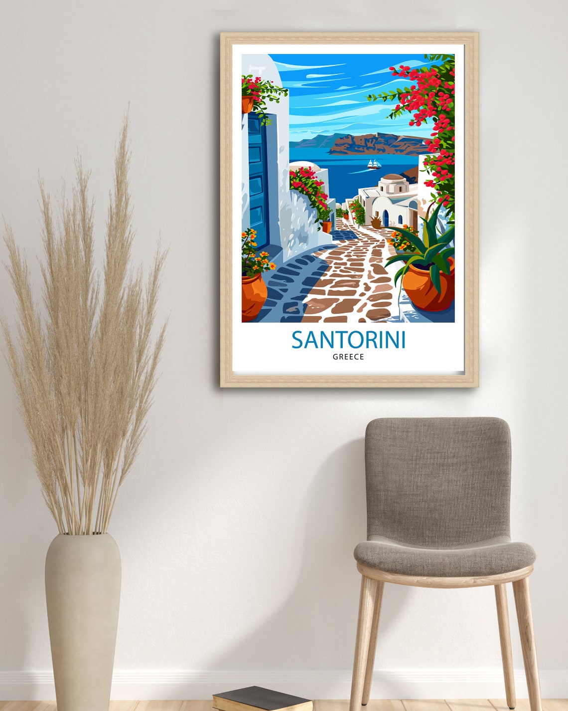 Santorini Greece Whitewashed Alley Caldera View Travel Poster - Image 2