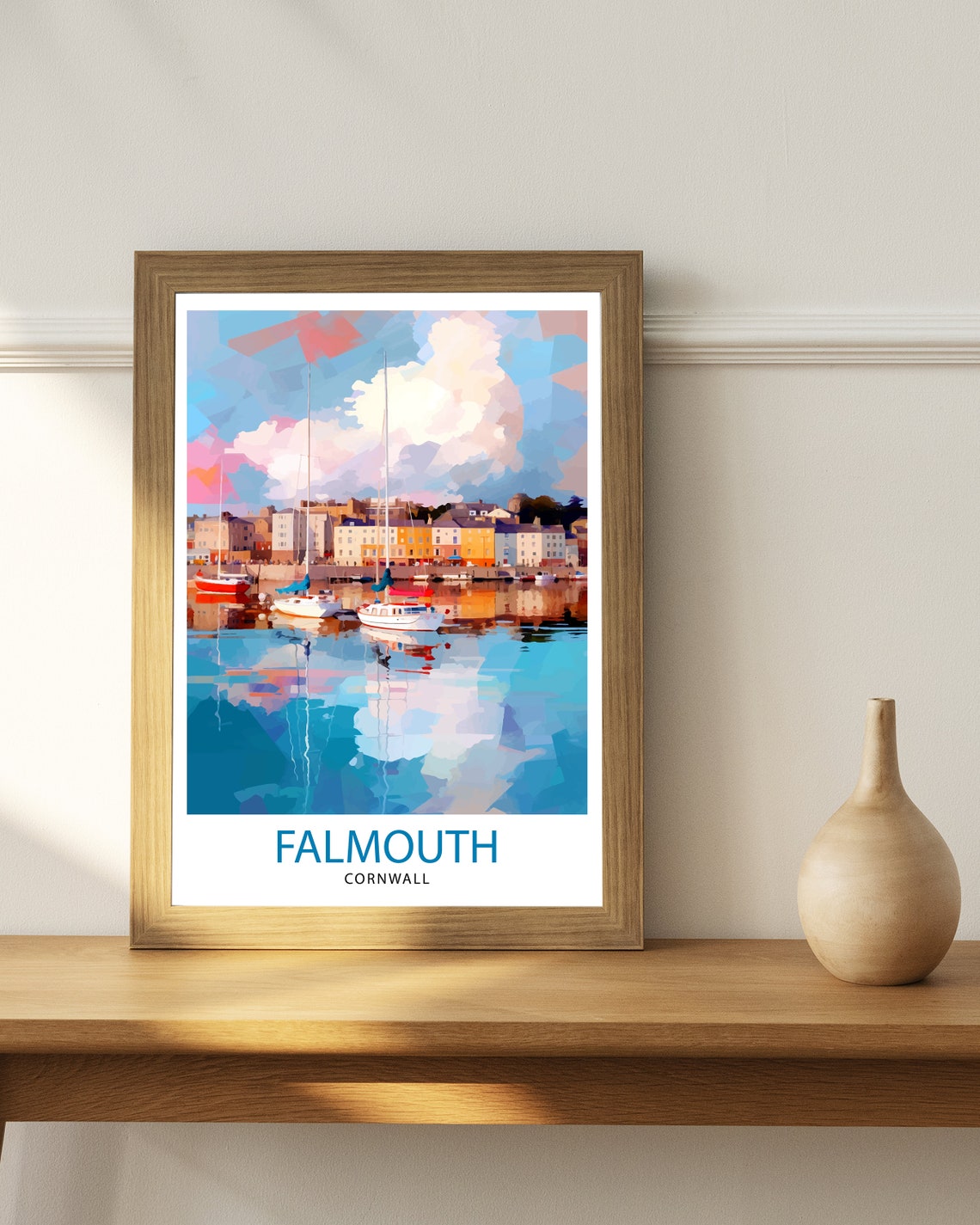 Falmouth Cornwall Harbour Sailboats Seaside Town Marina Poster - Image 3