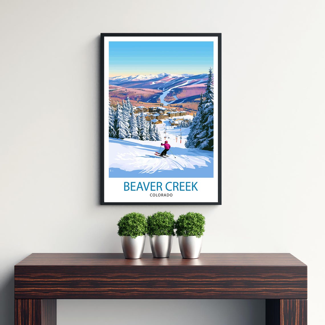 Beaver Creek Colorado Ski Resort Skier Snowy Slopes Travel Poster - Image 3