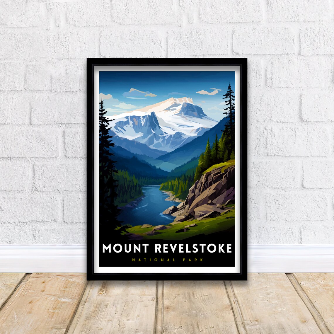 Mount Revelstoke National Park Snow Peak Valley River Travel Poster - Image 2