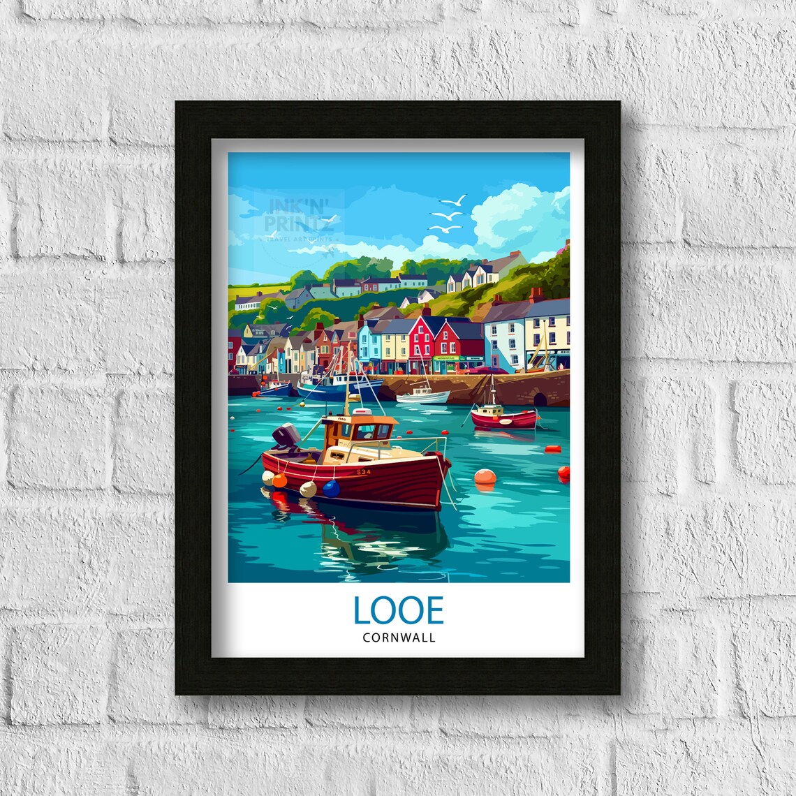 Looe Cornwall Travel Poster, Home Living Decor - Image 3