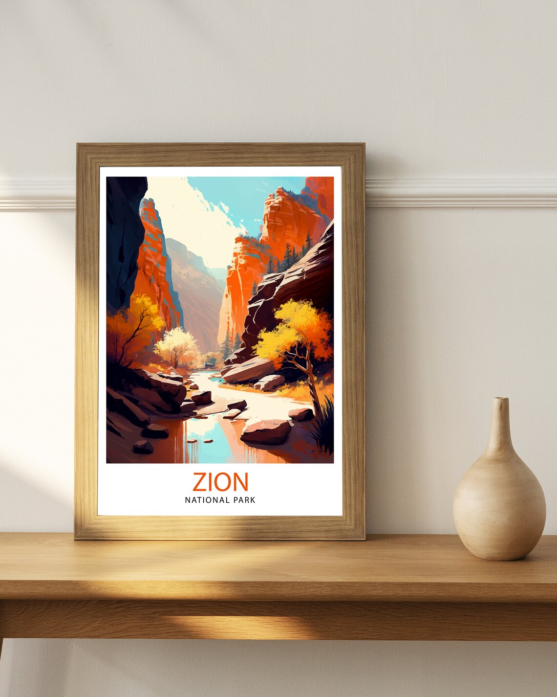 Zion National Park Travel Poster, Utah Canyon - Image 2