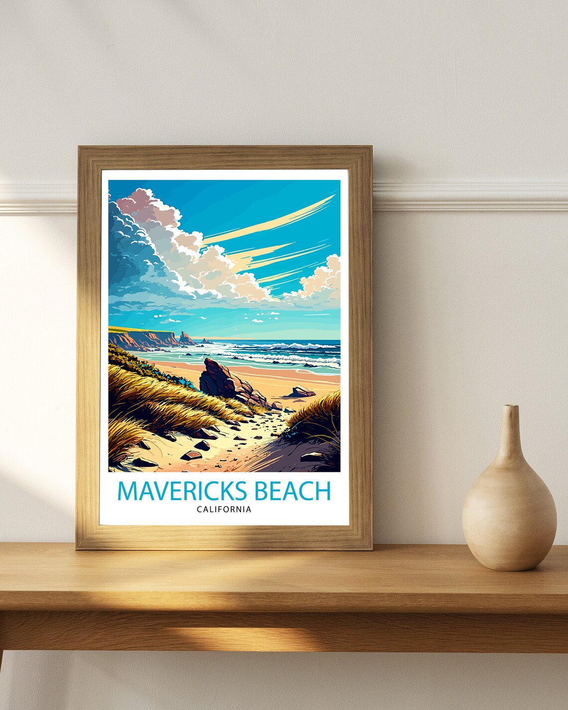 Mavericks Beach California Travel Poster - Image 2