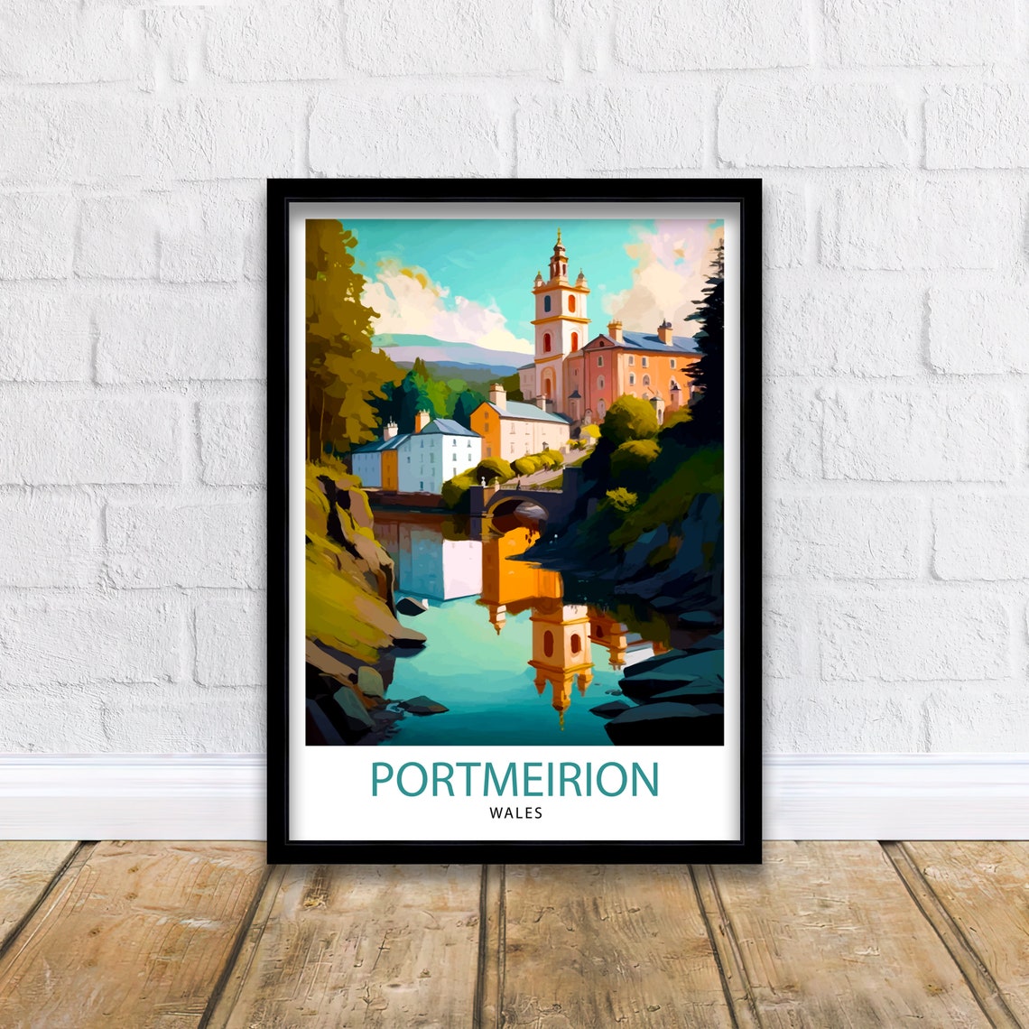 Portmeirion Wales Travel Print Portmeirion Wall Decor Portmeirion Home Living Decor Portmeirion Illustration Travel Poster Gift