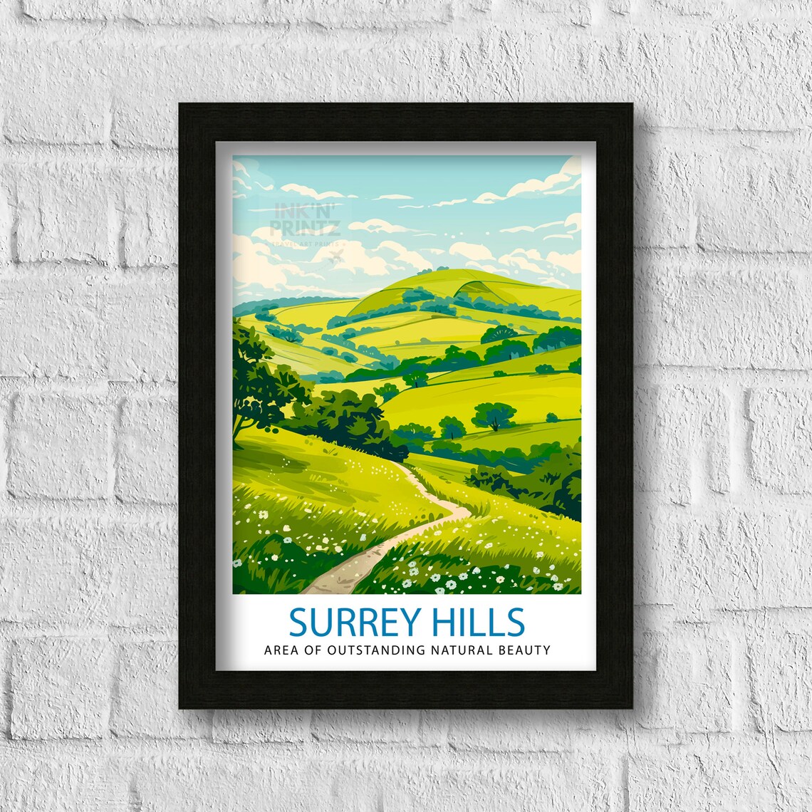 Surrey Hills Travel Poster, England Wall Art - Image 3