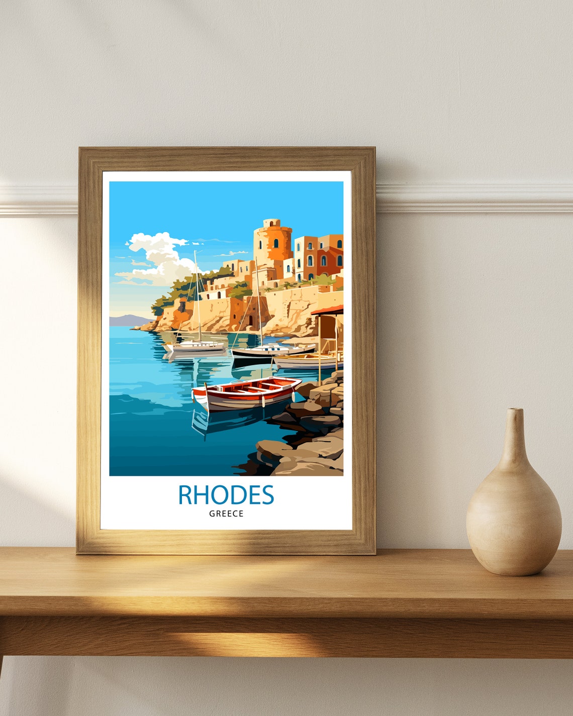 Rhodes Greece Travel Print Rhodes Wall Decor Greek Island Poster Rhodes Travel Prints Rhodes Island Art Print Rhodes Illustration Greece - Image 2