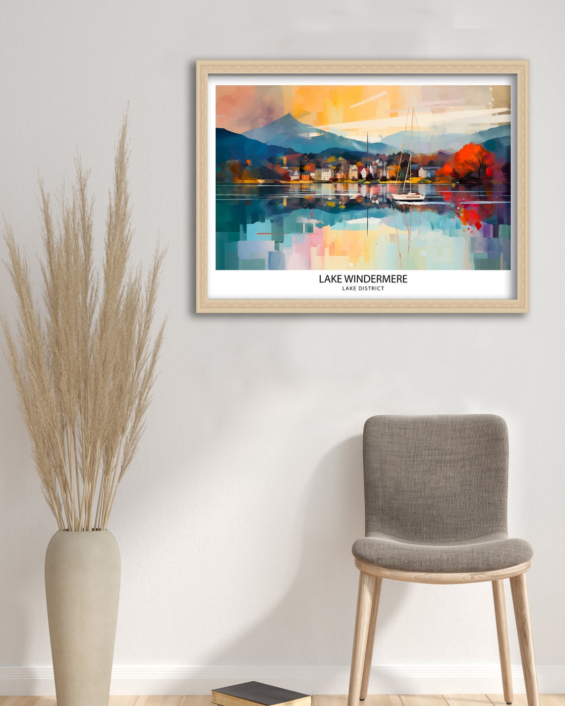 Lake Windermere Lake District Sunset Sailboat Mountain Poster Art - Image 2