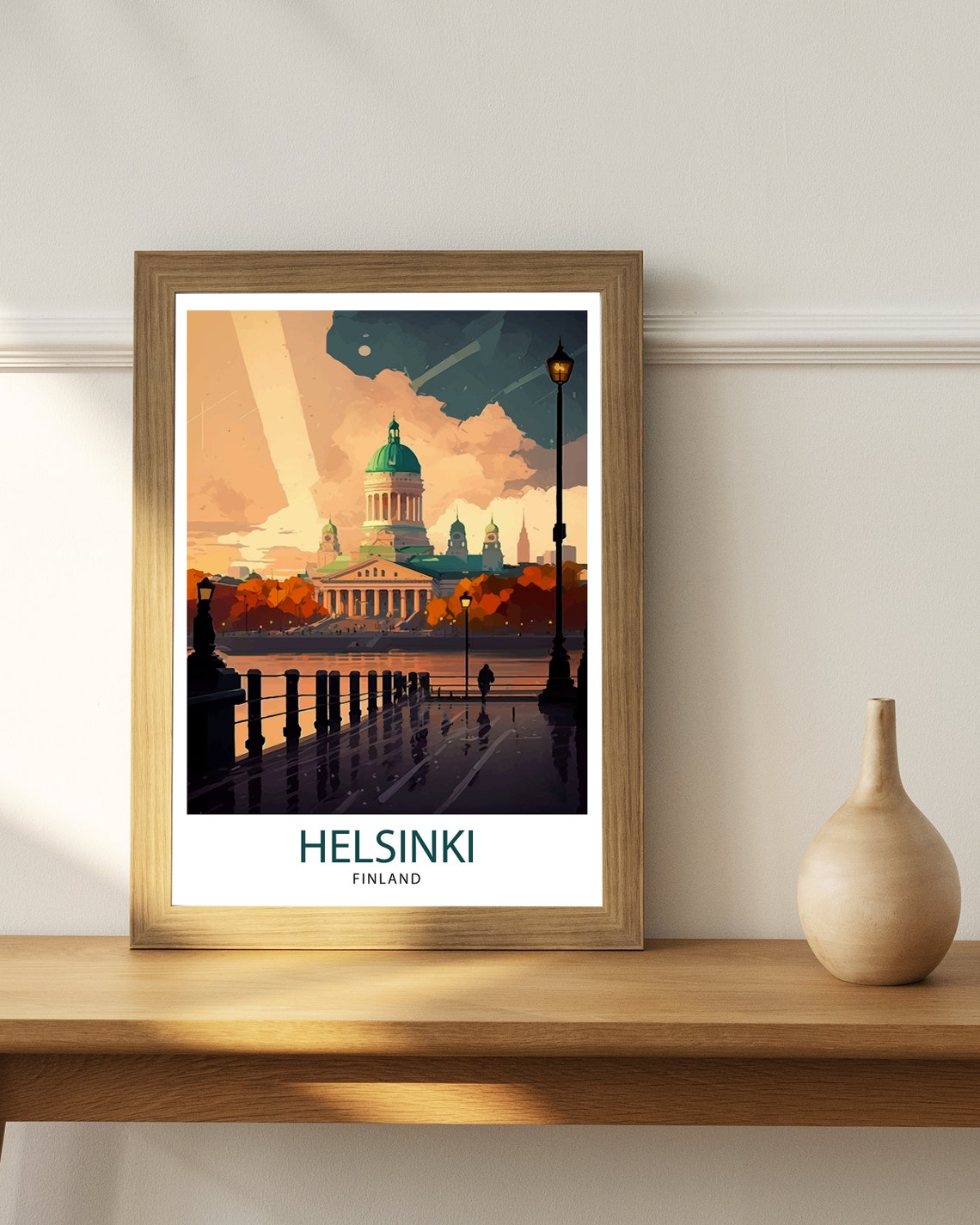 Helsinki Finland Cathedral Sunset Waterfront Landmark Poster - Image 2