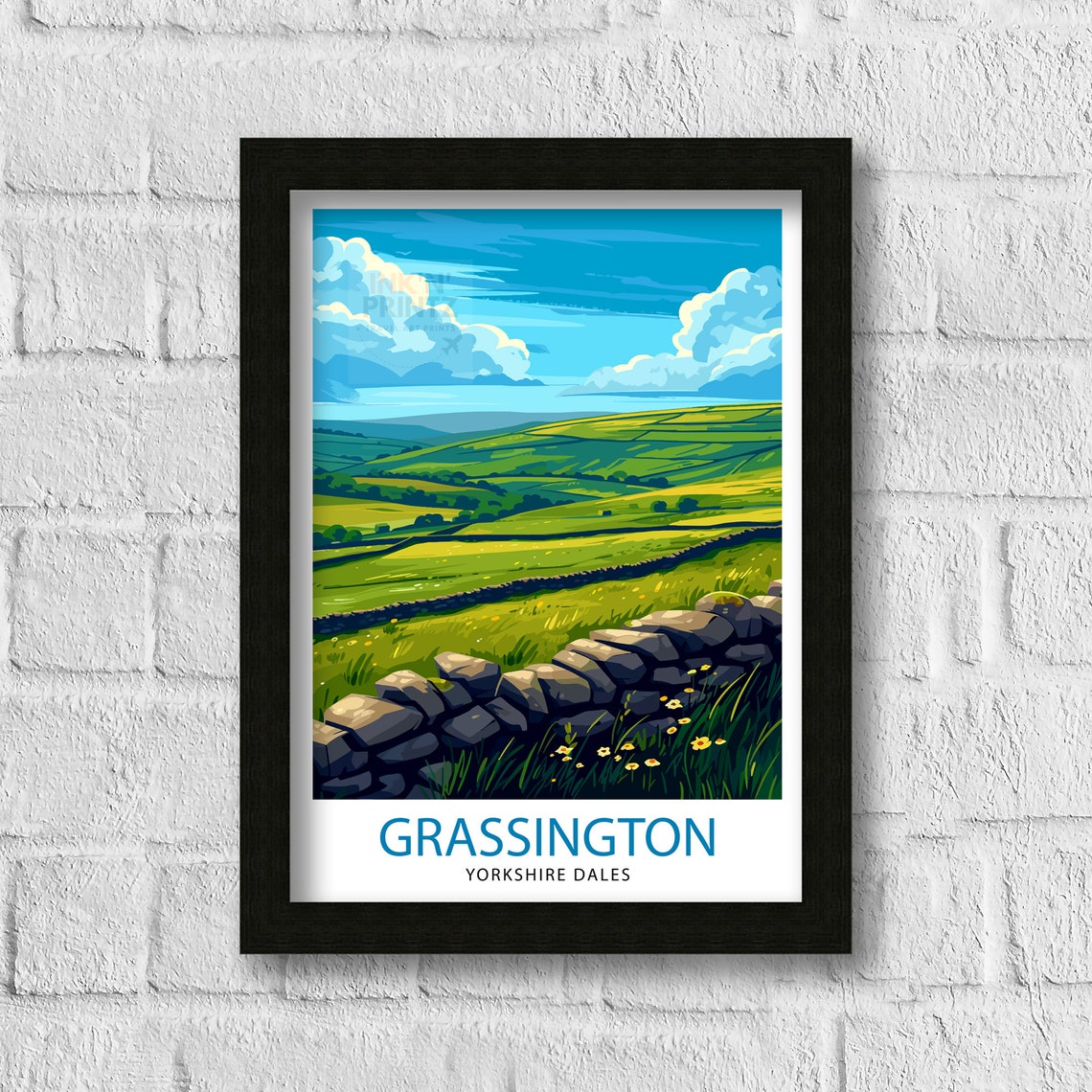 Grassington Yorkshire Dales Countryside Vintage Style Travel Poster - Image 3