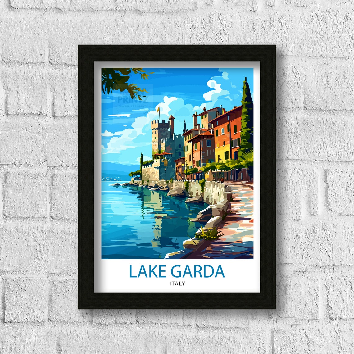 Lake Garda Italy Travel Print Lake Garda Wall Art Italy Travel Poster Lake Garda Home Decor Italy Illustration Gift For Italy Lovers - Image 3