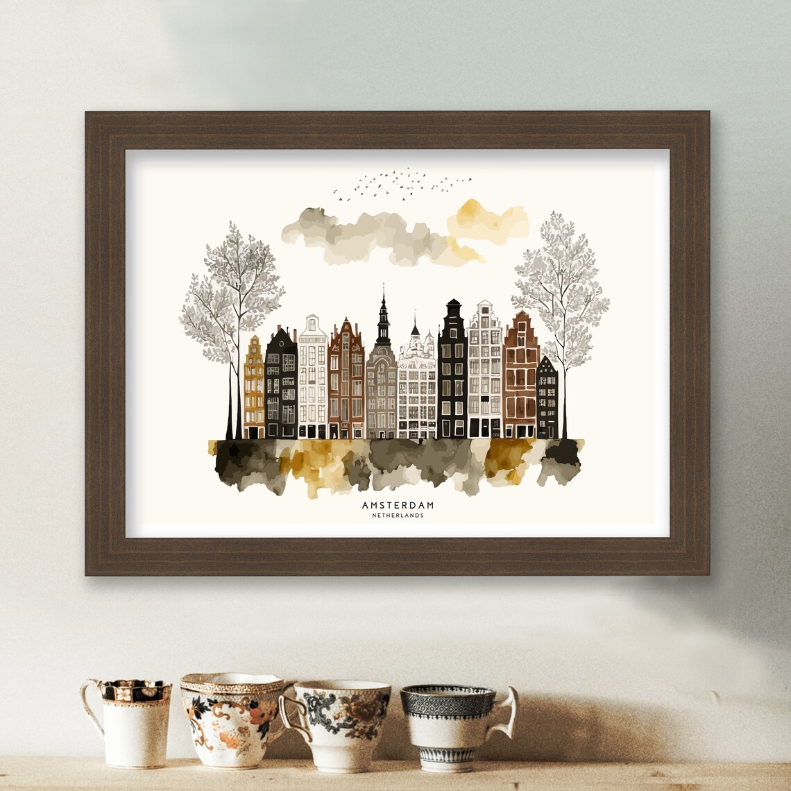 Amsterdam Skyline Art Print, Cityscape Travel Poster - Image 2