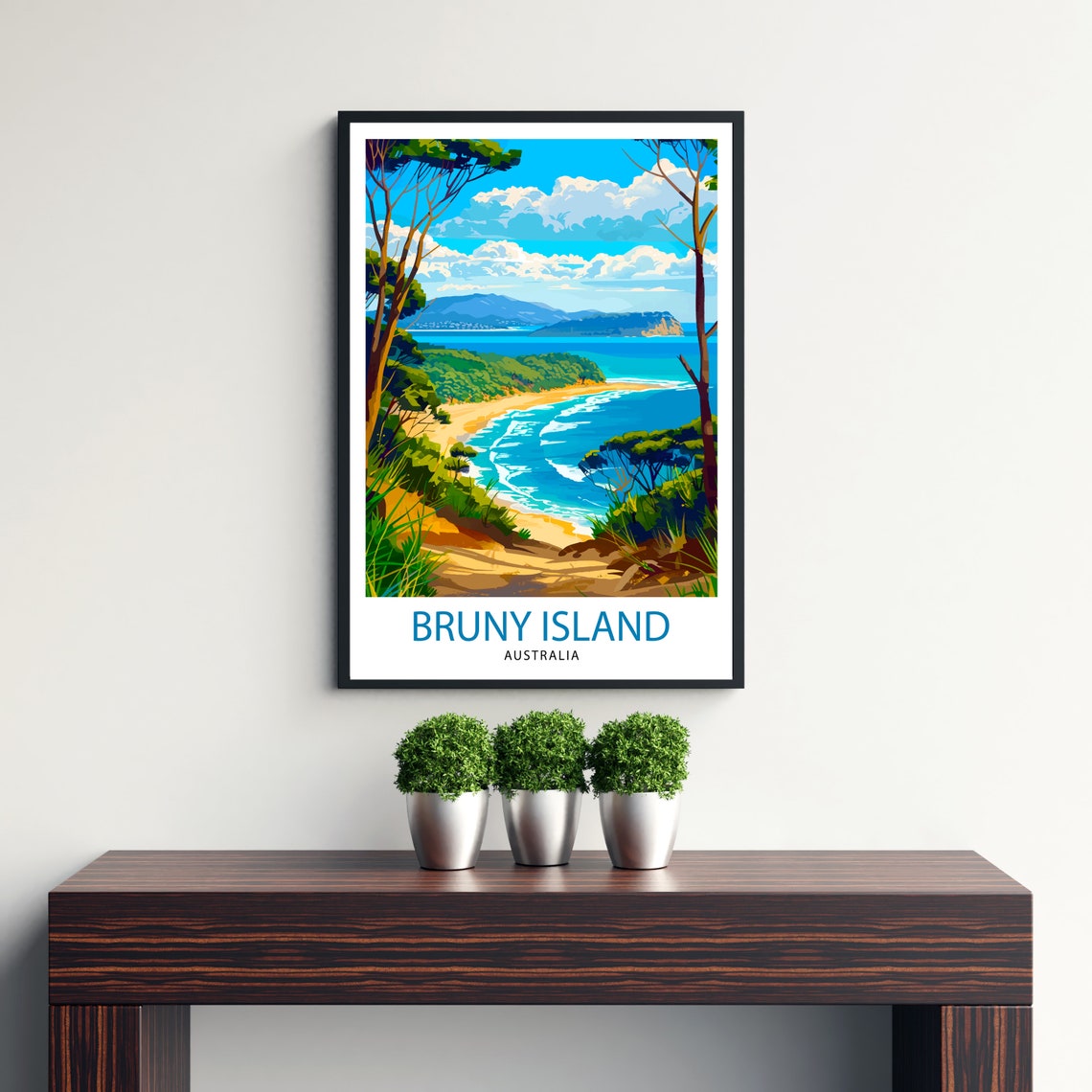 Bruny Island Australia Turquoise Beach Ocean Trees View Poster - Image 3