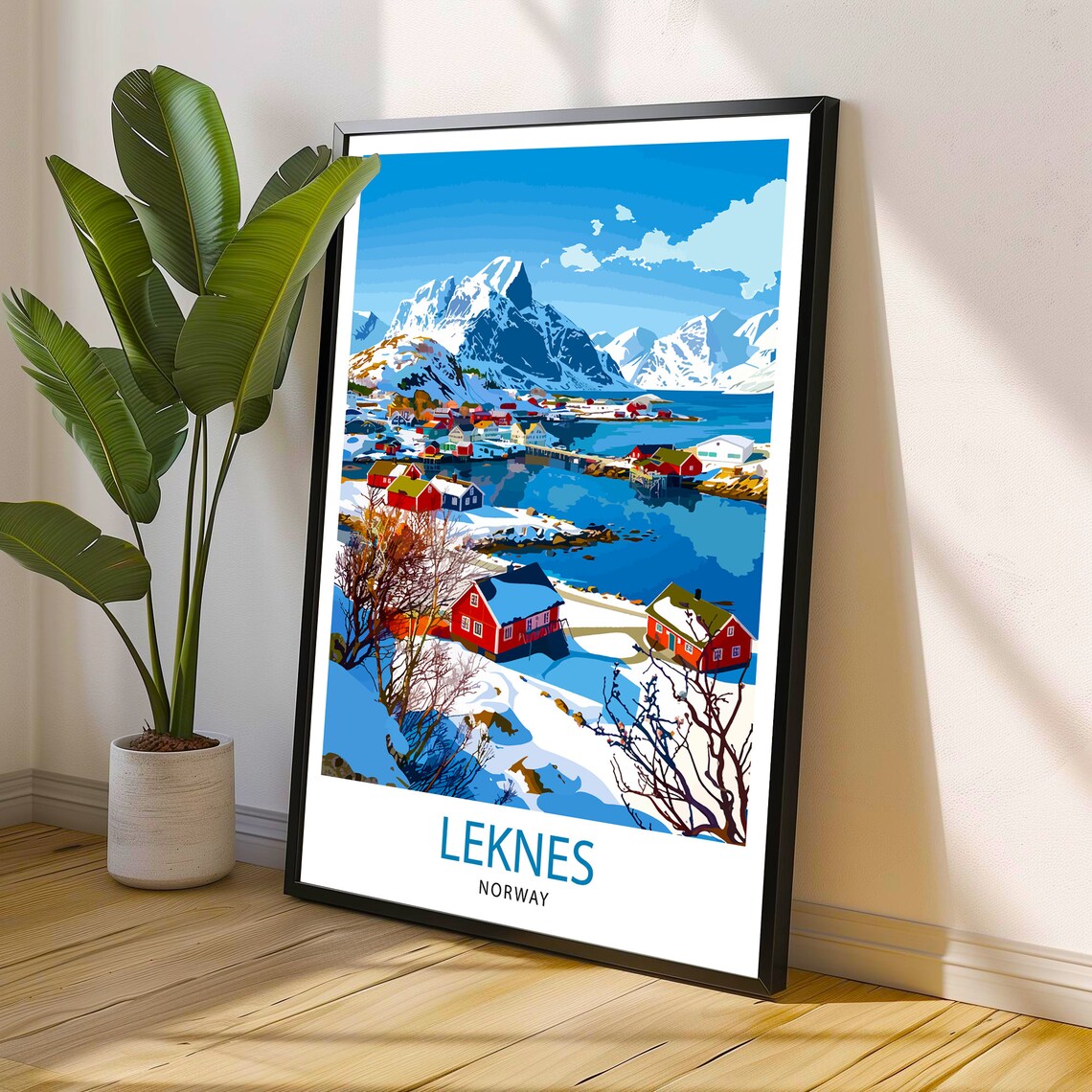 Leknes Norway Lofoten Snowy Fishing Village Arctic Winter Print - Image 3