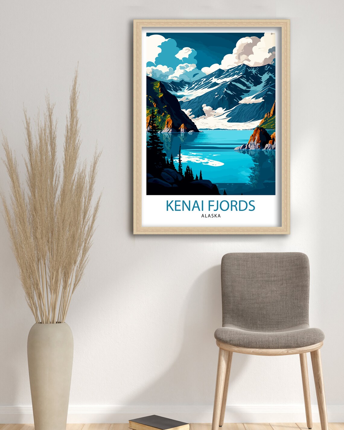 Kenai Fjords Alaska Glacier Mountains Mirror Lake Travel Poster - Image 3