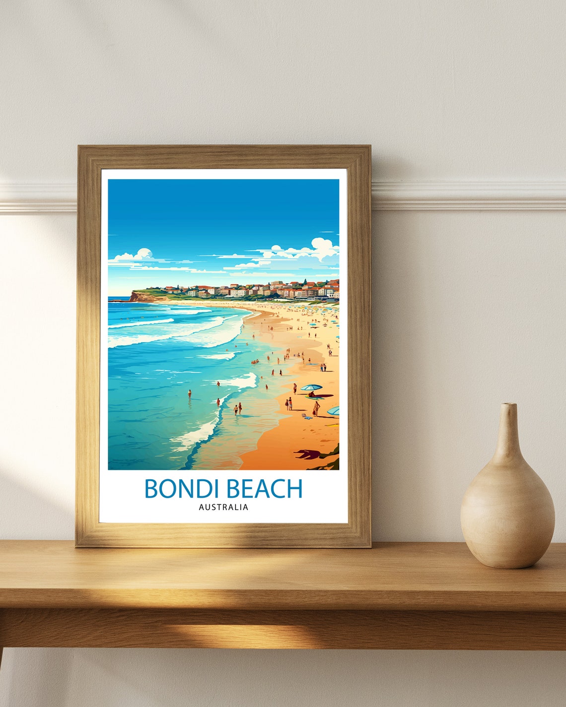 Bondi Beach Australia Surfers Golden Sand Coastal Surf Travel Poster - Image 2