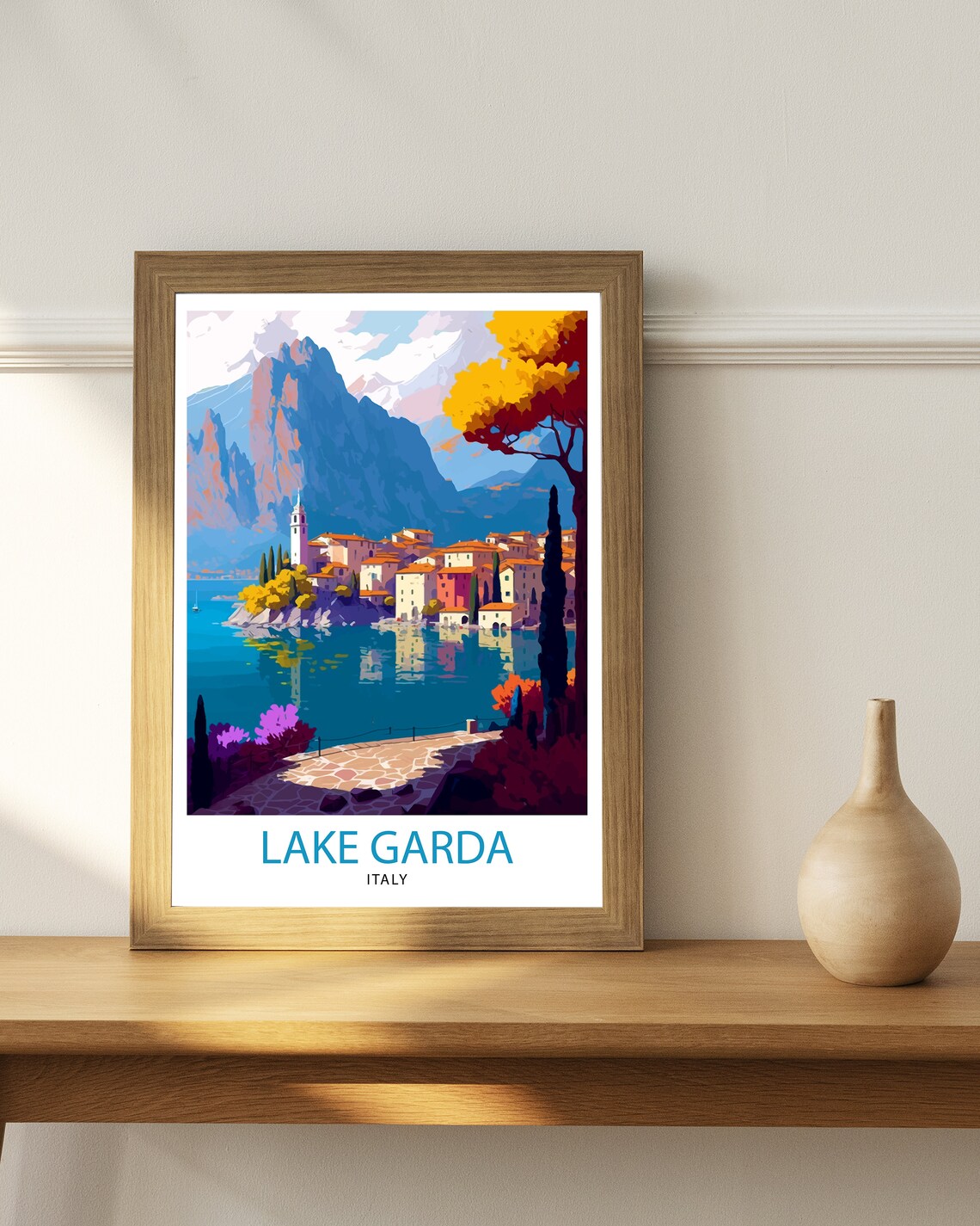 Lake Garda Italy Travel Poster, Home Decor Illustration - Image 2