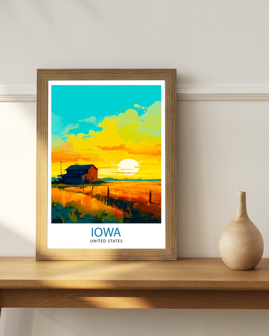 Iowa Usa Travel Print Iowa Wall Decor Iowa Poster Usa Travel Prints Iowa Art Print Iowa Illustration Iowa Wall Art - Image 2