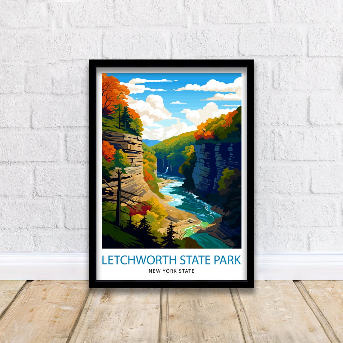 Letchworth State Park New York Autumn Gorge River Cliffs Poster - Image 2