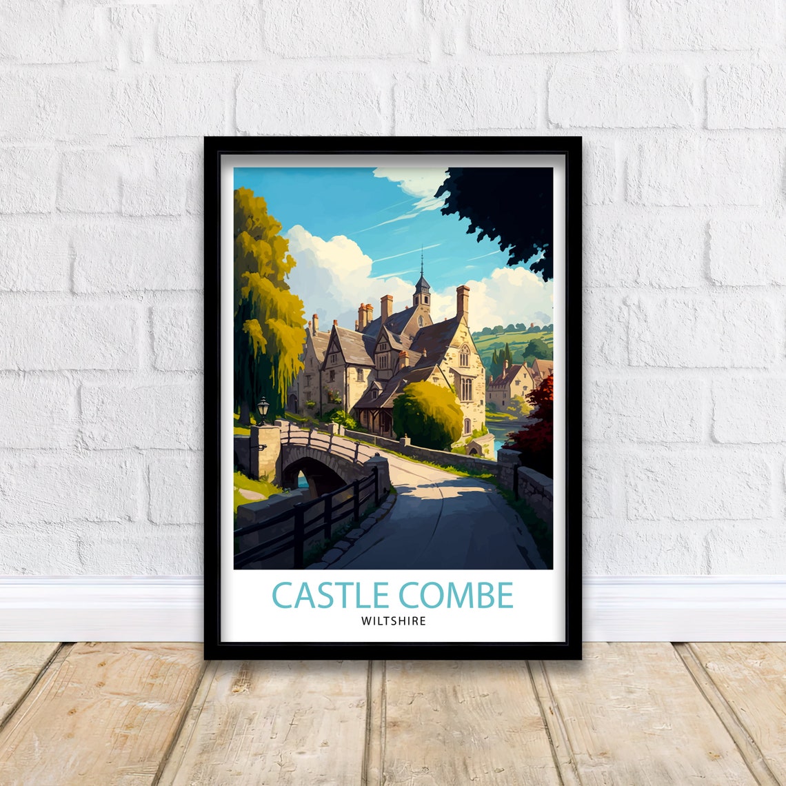Castle Combe Wiltshire Stone Bridge Village Retro Travel Poster - Image 3