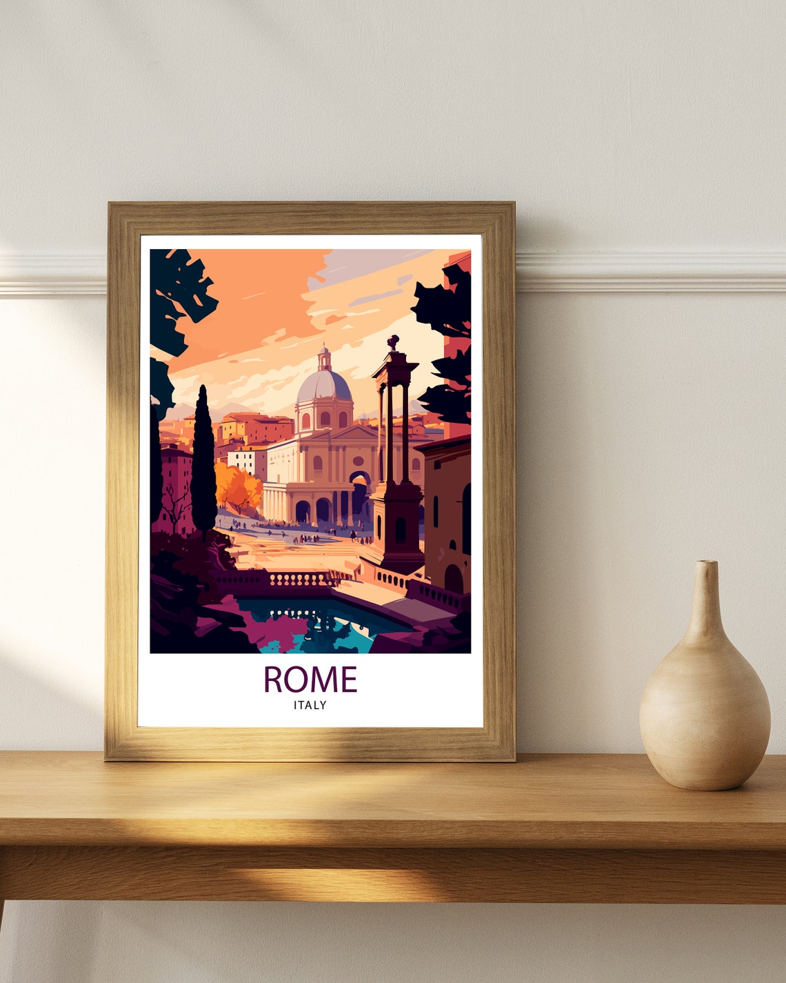 Rome Italy Travel Print Rome Wall Art Italy Travel Poster Rome Home Decor Italy Illustration Travel Gift For Rome Italy Wall Art - Image 3