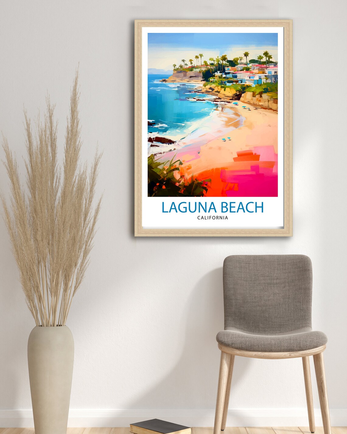 Laguna Beach California Cove Palms and Pink Sand Beach Poster - Image 2